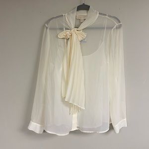 Michael Michael Kors Sheer Shirt Cream Top